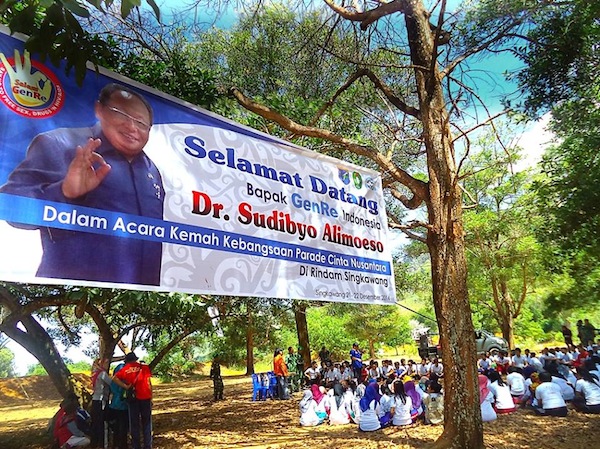 Banner ucapan Selamat Datang untuk Bapak GenRe Indonesia